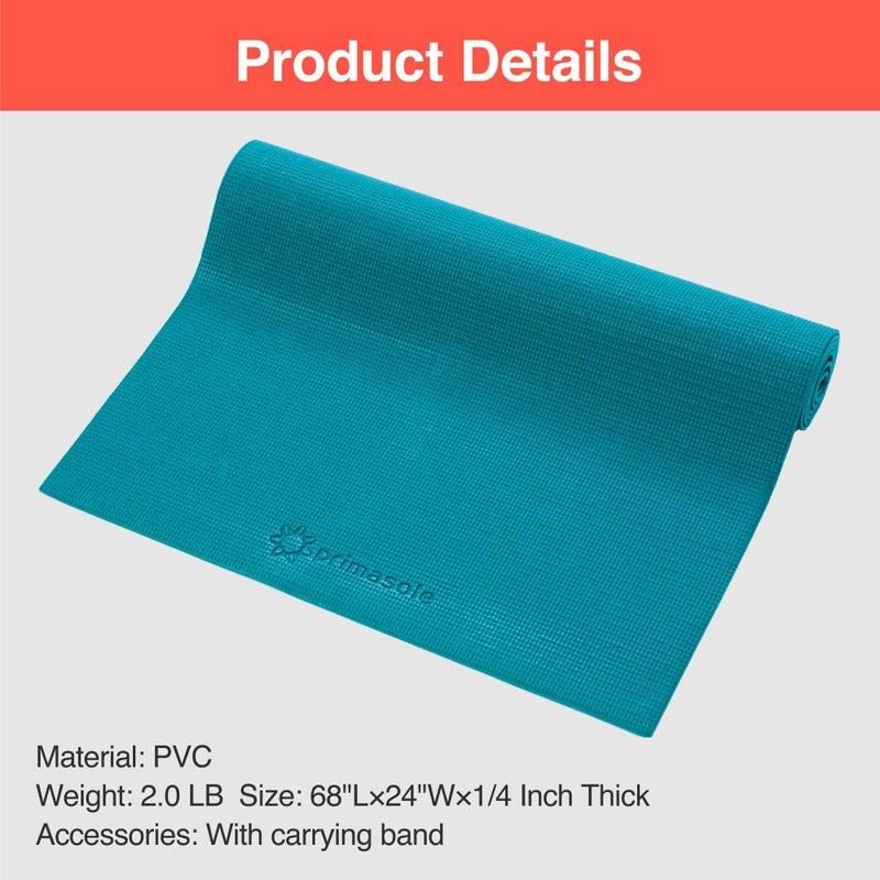 Primasole Yoga Mat with Carry Strap for Yoga Pilates Fitness and Floor Workout at Home and Gym 1/4 thick (Jango Green Color) PSS91NH004A - Image 5